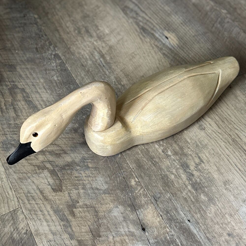 Vintage 17.5" Hand Carved Wood Waterfowl Goose Swan Decoy Folk Art Primitive